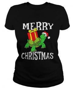 Merry Christmas Turtle Santa Hat Cute XMAS Present Gift  Classic Ladies