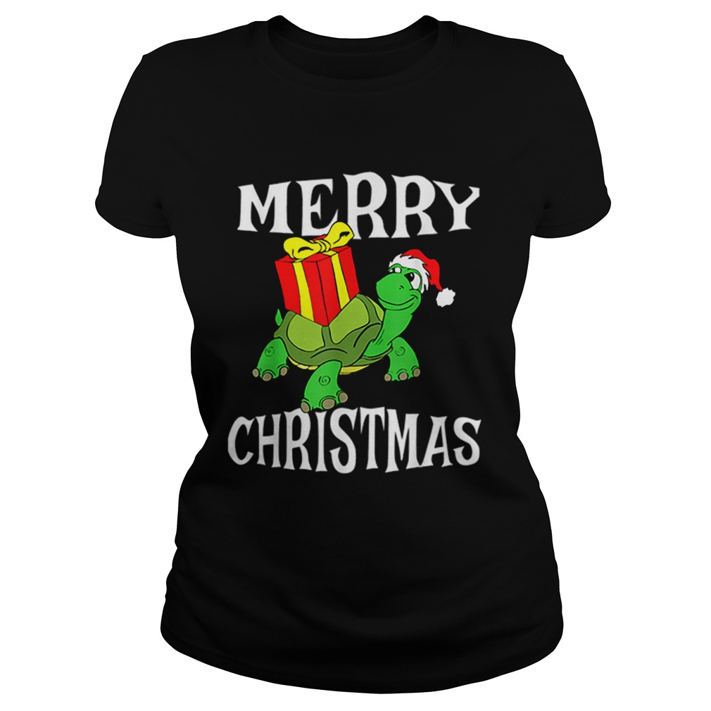 Merry Christmas Turtle Santa Hat Cute XMAS Present Gift Classic Ladies