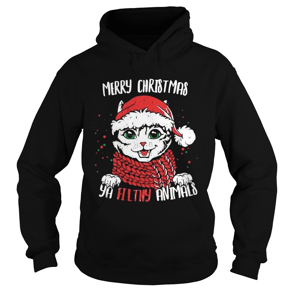 Merry Christmas Ya Filthy Animals Cat Christmas Hoodie