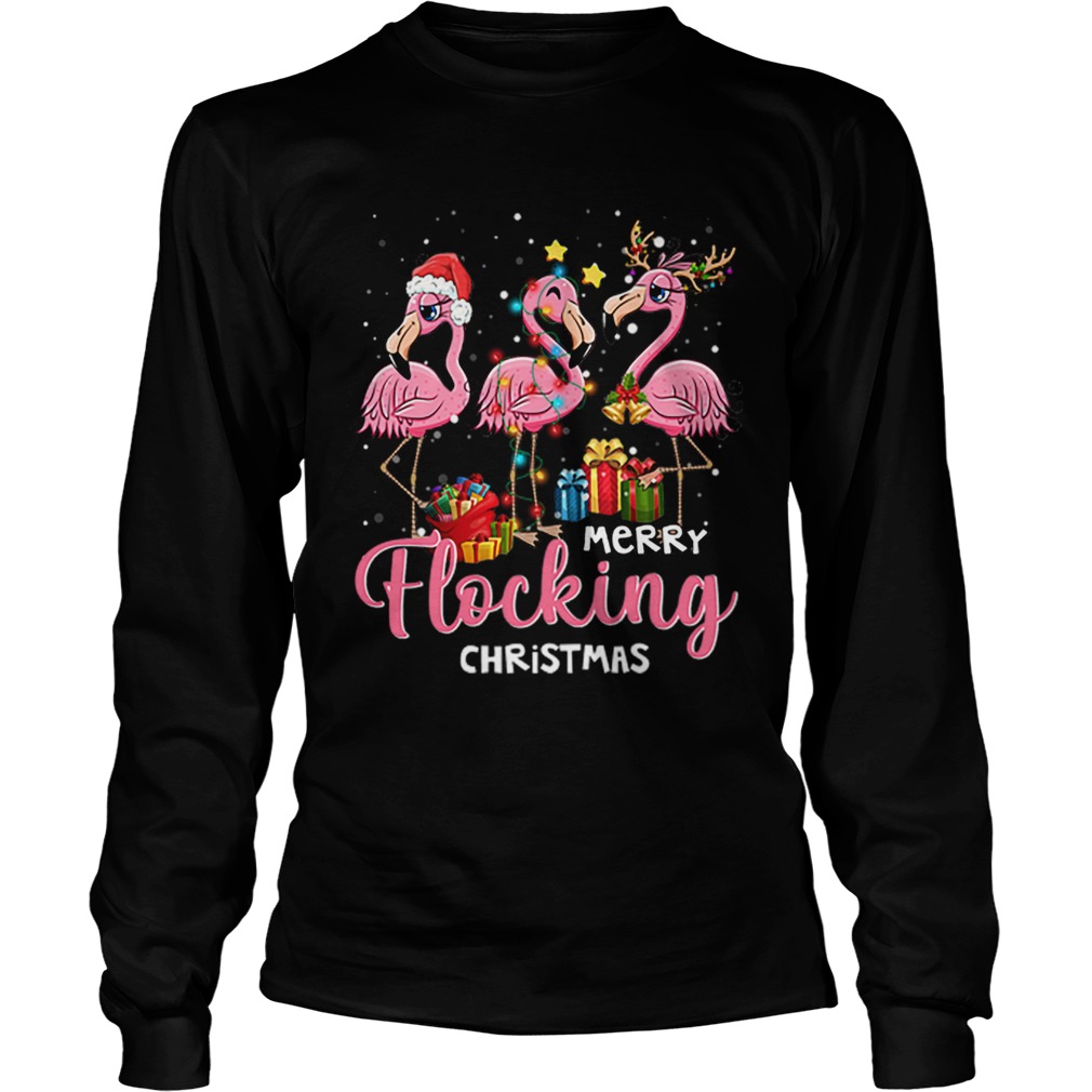 Merry Flocking Christmas Flamingo Xmas LongSleeve