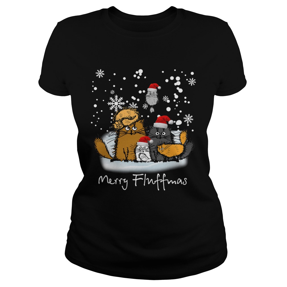 Merry Fluffmas cats funny Classic Ladies