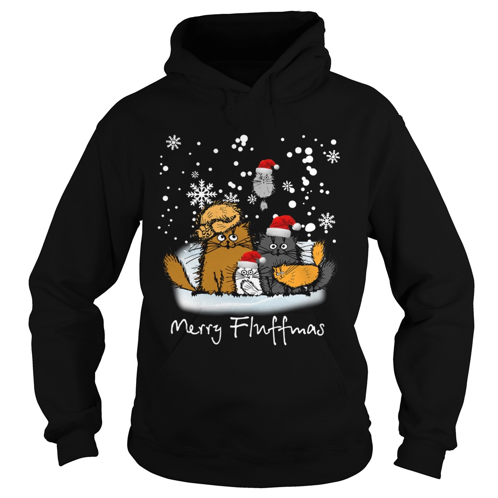 Merry Fluffmas cats funny Hoodie