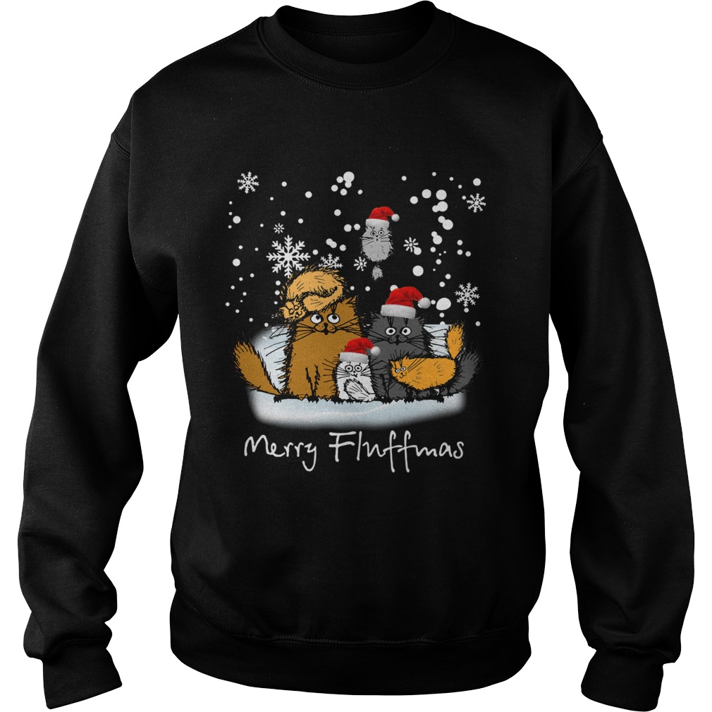 Merry Fluffmas cats funny Sweatshirt