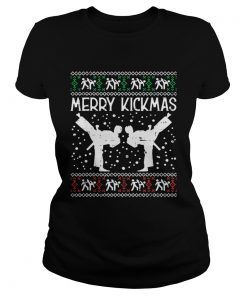 Merry Kickmas Ugly Christmas Karate Jiu Jitsu Martial Gift  Classic Ladies