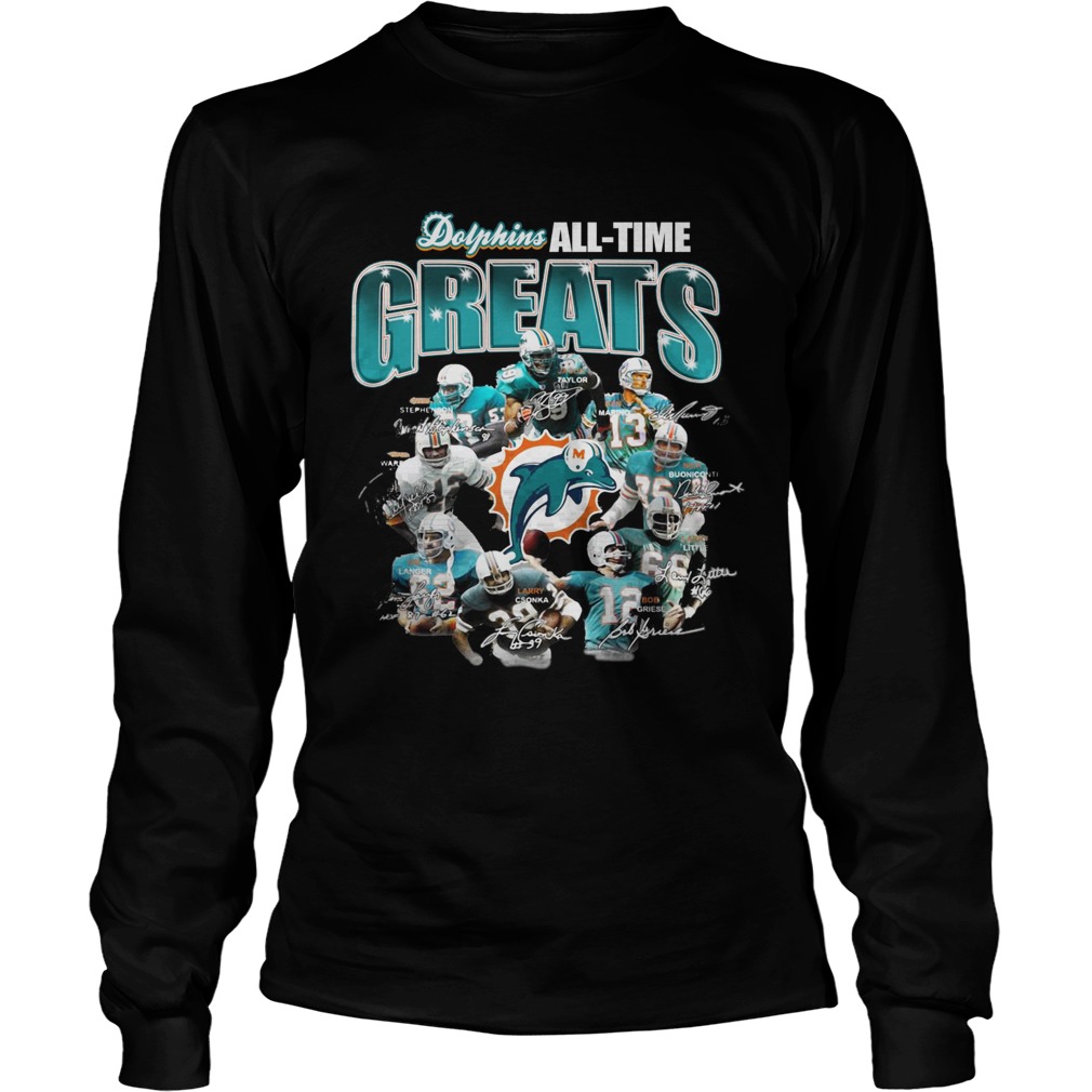 Miami Dolphins Alltime Greats Players Signatures LongSleeve