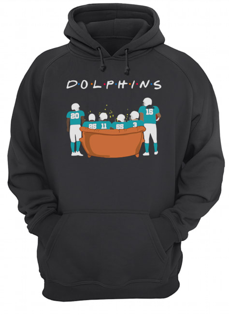 Miami Dolphins Friends TV show sitting on the sofa Unisex Hoodie