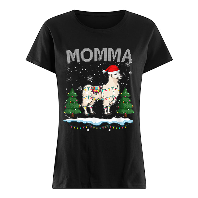 Momma Llama Christmas Funny Matching Family Pajama Gift Classic Women's T-shirt