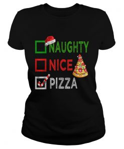 Naughty nice Pizza Funny Christmas Santa Gift Xmas Ugly  Classic Ladies