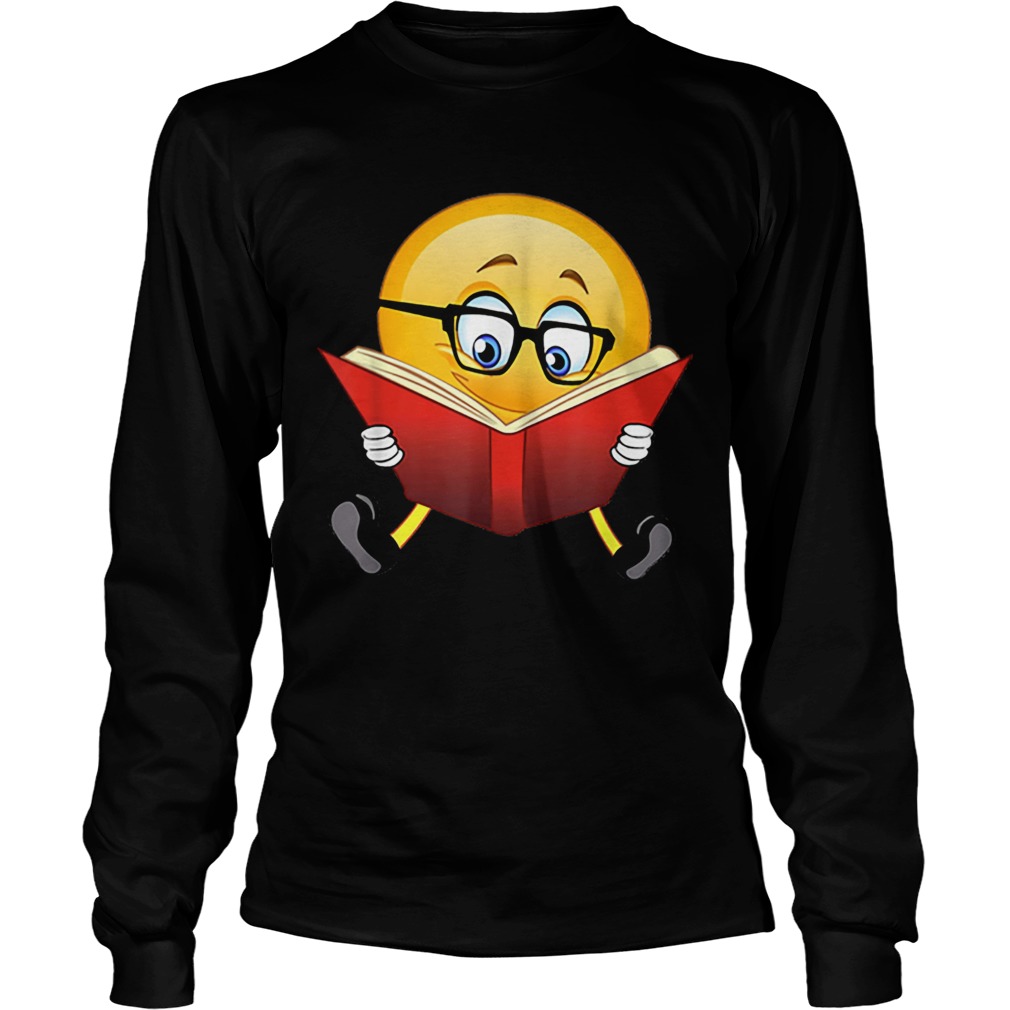 Nerdy Reading Emoji Funny Christmas Cute Book Lover Gift LongSleeve