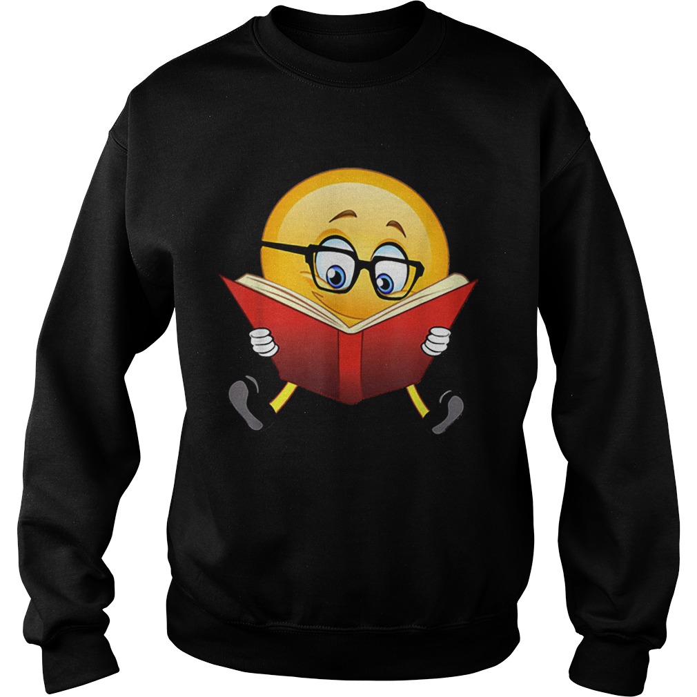 Nerdy Reading Emoji Funny Christmas Cute Book Lover Gift Sweatshirt