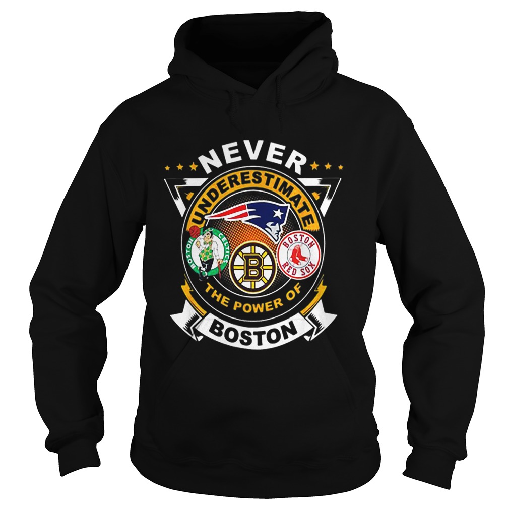 Never underestimate Patriots Celtics Bruins the power of Boston Hoodie