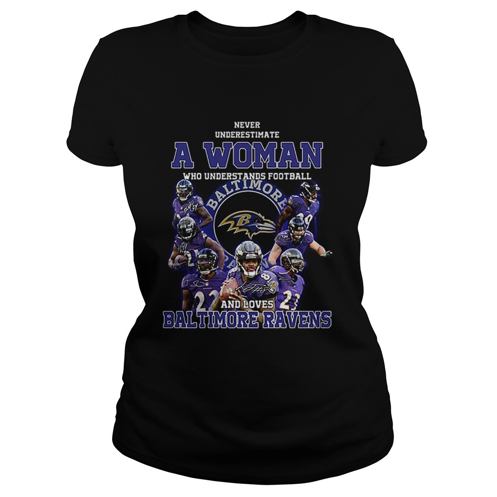 Never underestimate a woman who understands Baltimore Ravens Classic Ladies