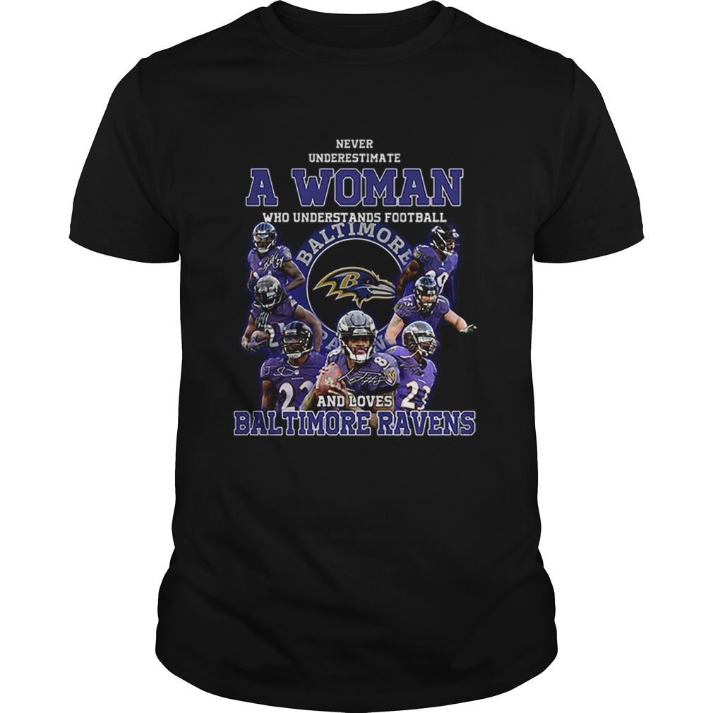 Never underestimate a woman who understands Baltimore Ravens shirt