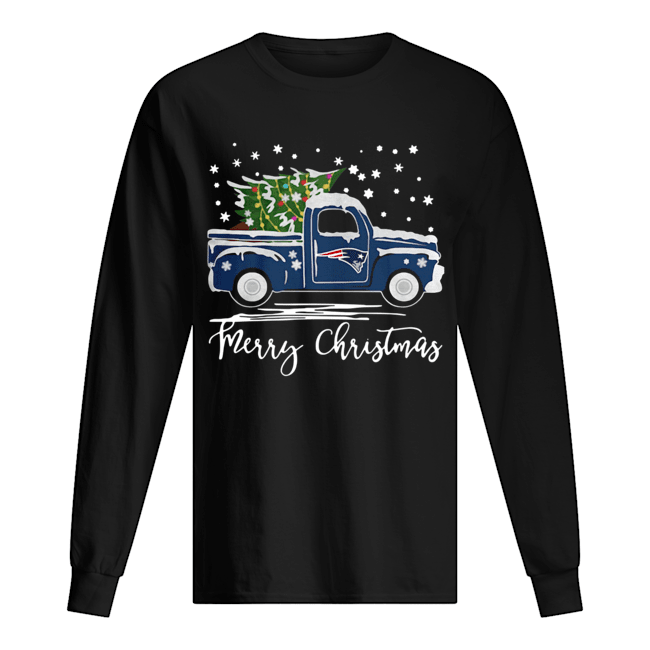 New England Patriots Pickup Truck Merry Christmas Long Sleeved T-shirt 