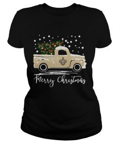 New Orleans Saints Truck Merry Christmas  Classic Ladies