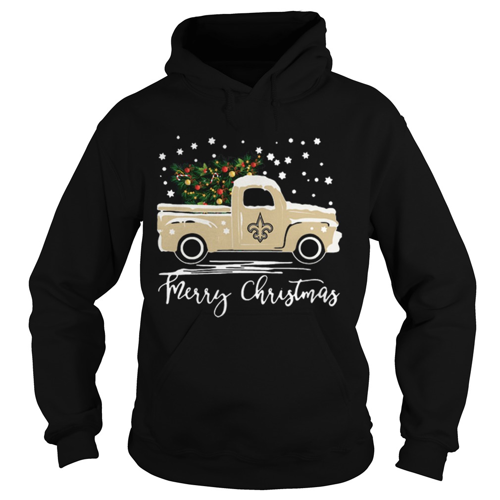 New Orleans Saints Truck Merry Christmas Hoodie