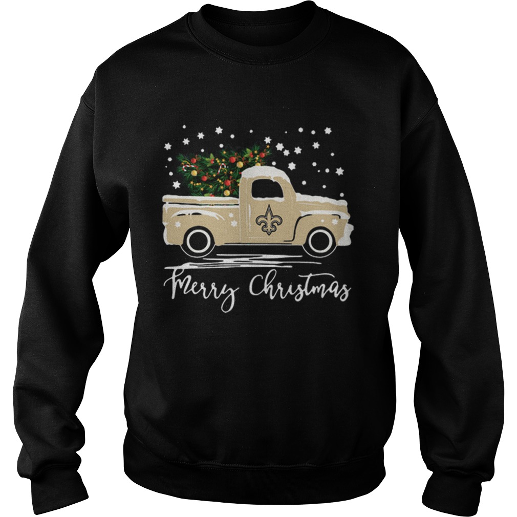 New Orleans Saints Truck Merry Christmas Sweatshirt