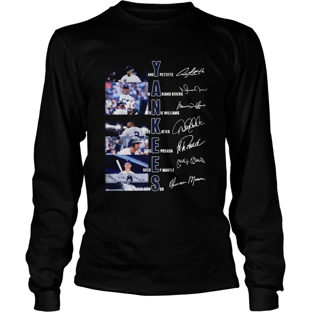 New York Yankees Andy Pettitte Mariano Rivera Bernie Williams Gerk Jeter Jorge Posada Mickey Mantle LongSleeve