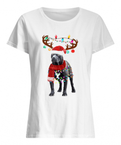 Nice Cute Pitbull Christmas Lights Reindeer Pajamas  Classic Women's T-shirt