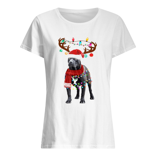 Nice Cute Pitbull Christmas Lights Reindeer Pajamas Classic Women's T-shirt