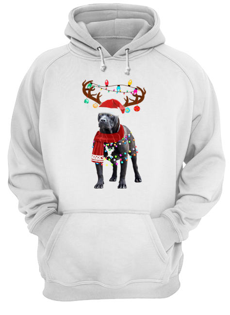 Nice Cute Pitbull Christmas Lights Reindeer Pajamas Unisex Hoodie