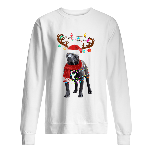 Nice Cute Pitbull Christmas Lights Reindeer Pajamas Unisex Sweatshirt