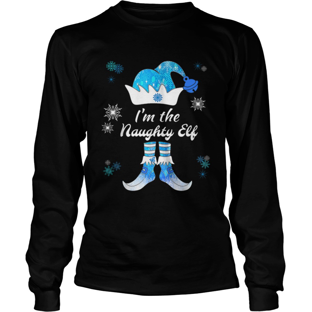 Nice I Am The Naughty Elf Matching Family Group Christmas Blue LongSleeve