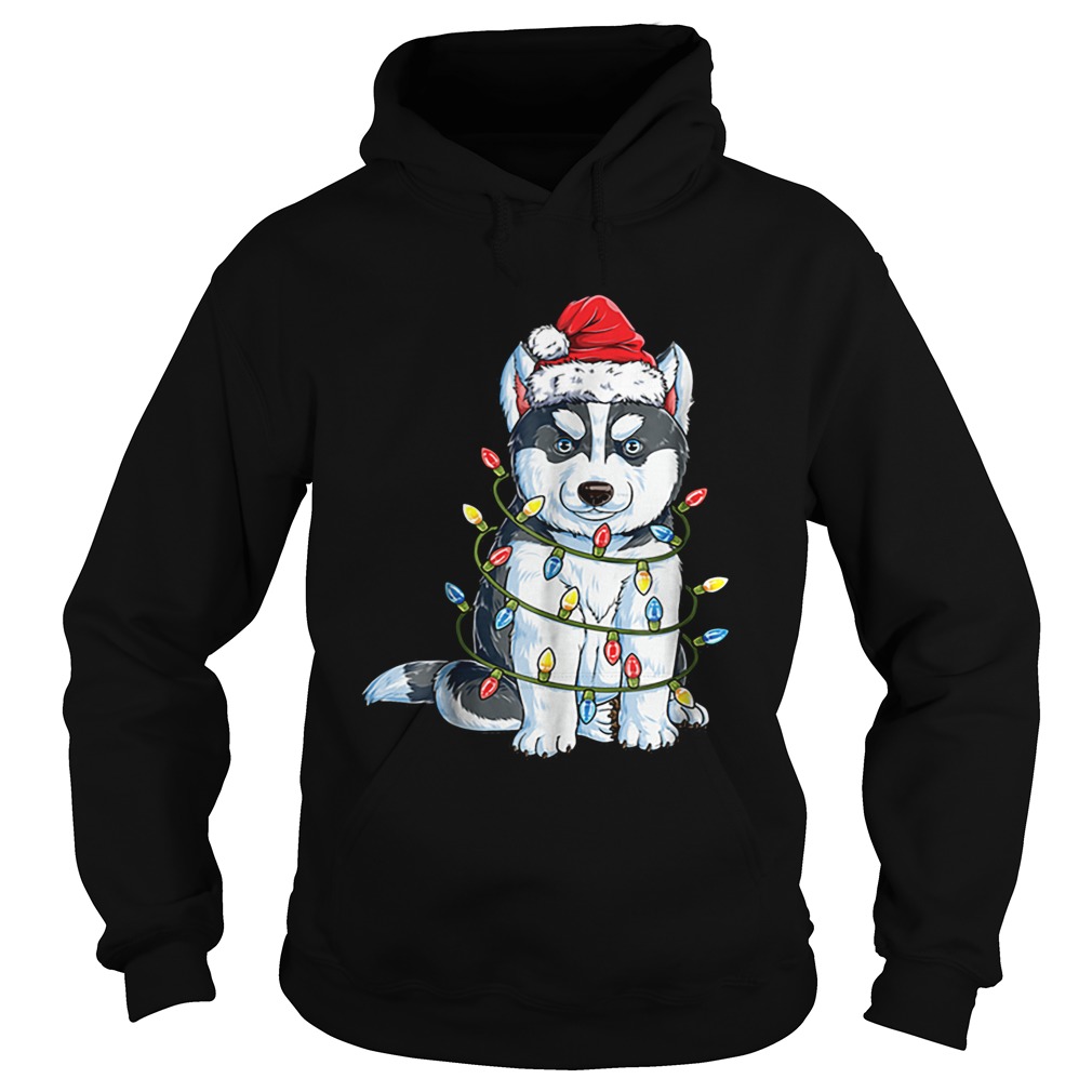 Nice Siberian Husky Christmas Santa Hat Xmas Lights Boys Hoodie