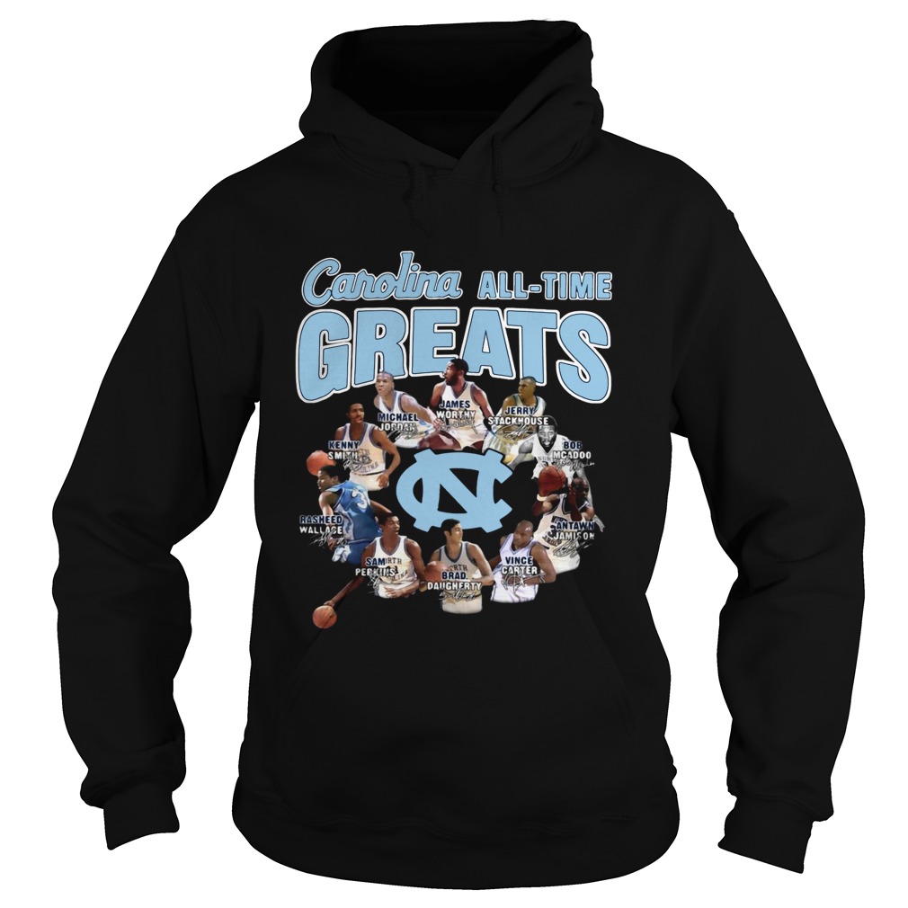 North Carolina Tar Heels baseball Alltime Greats Players Signatures Hoodie