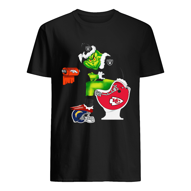 Oakland Raiders Grinch Santa sitting Kansas City Chiefs Toilet Denver Broncos Los Angeles Chargers shirt