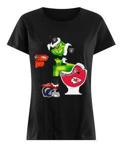 Oakland Raiders Grinch Santa sitting Kansas City Chiefs Toilet Denver Broncos Los Angeles Chargers  Classic Women's T-shirt