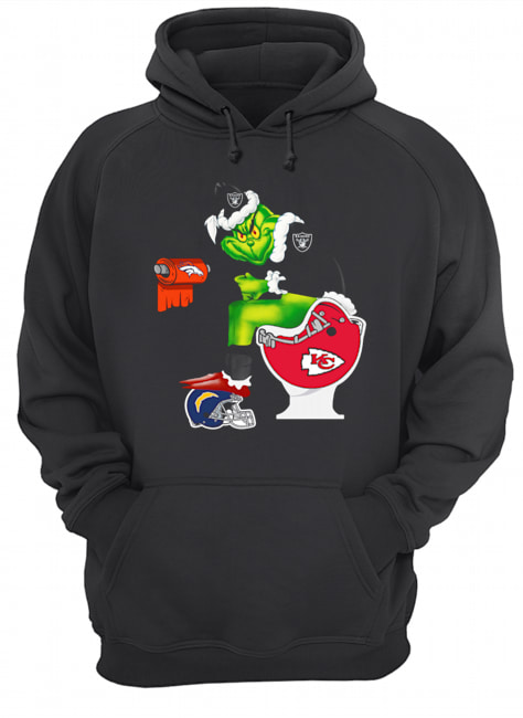 Oakland Raiders Grinch Santa sitting Kansas City Chiefs Toilet Denver Broncos Los Angeles Chargers Unisex Hoodie