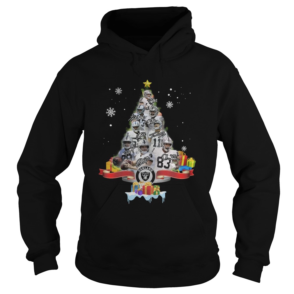 Oakland Raiders Players Signatures Christmas Tree Hoodie