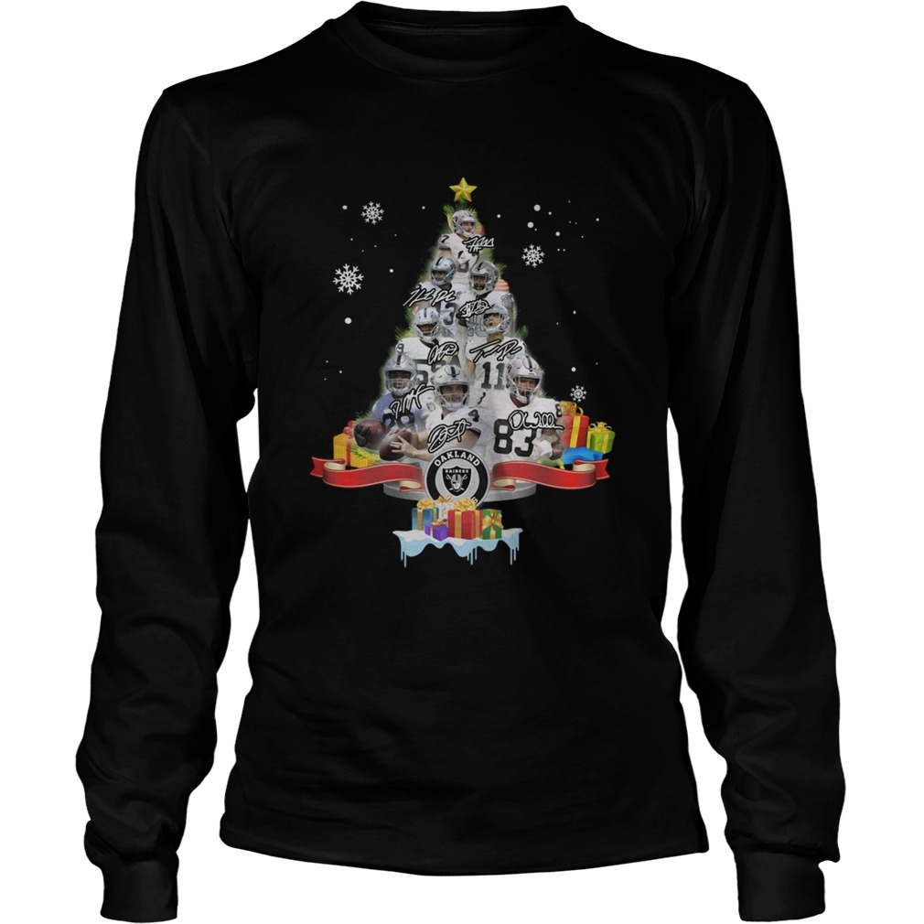 Oakland Raiders Players Signatures Christmas Tree LongSleeve