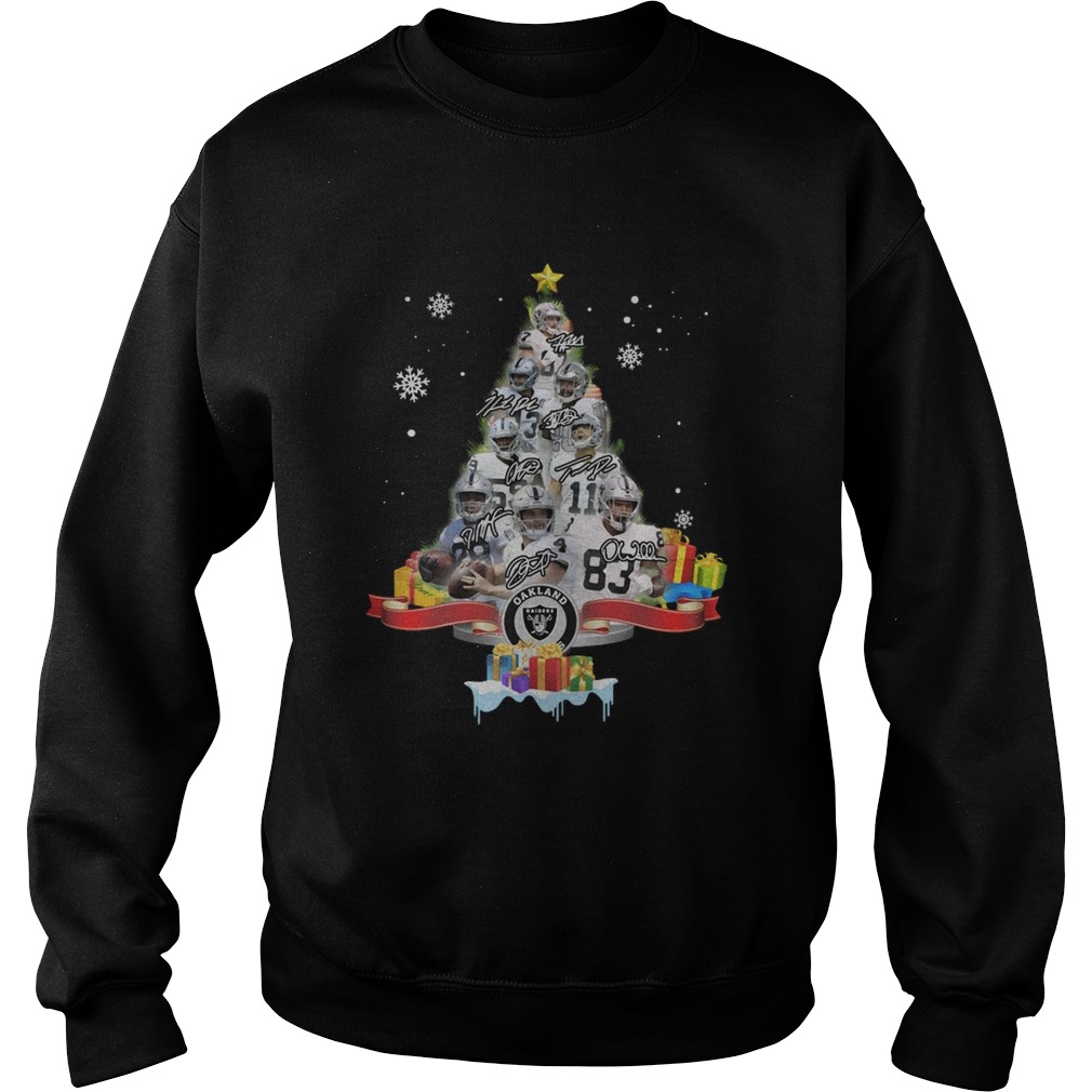 Oakland Raiders Players Signatures Christmas Tree Sweatshirt