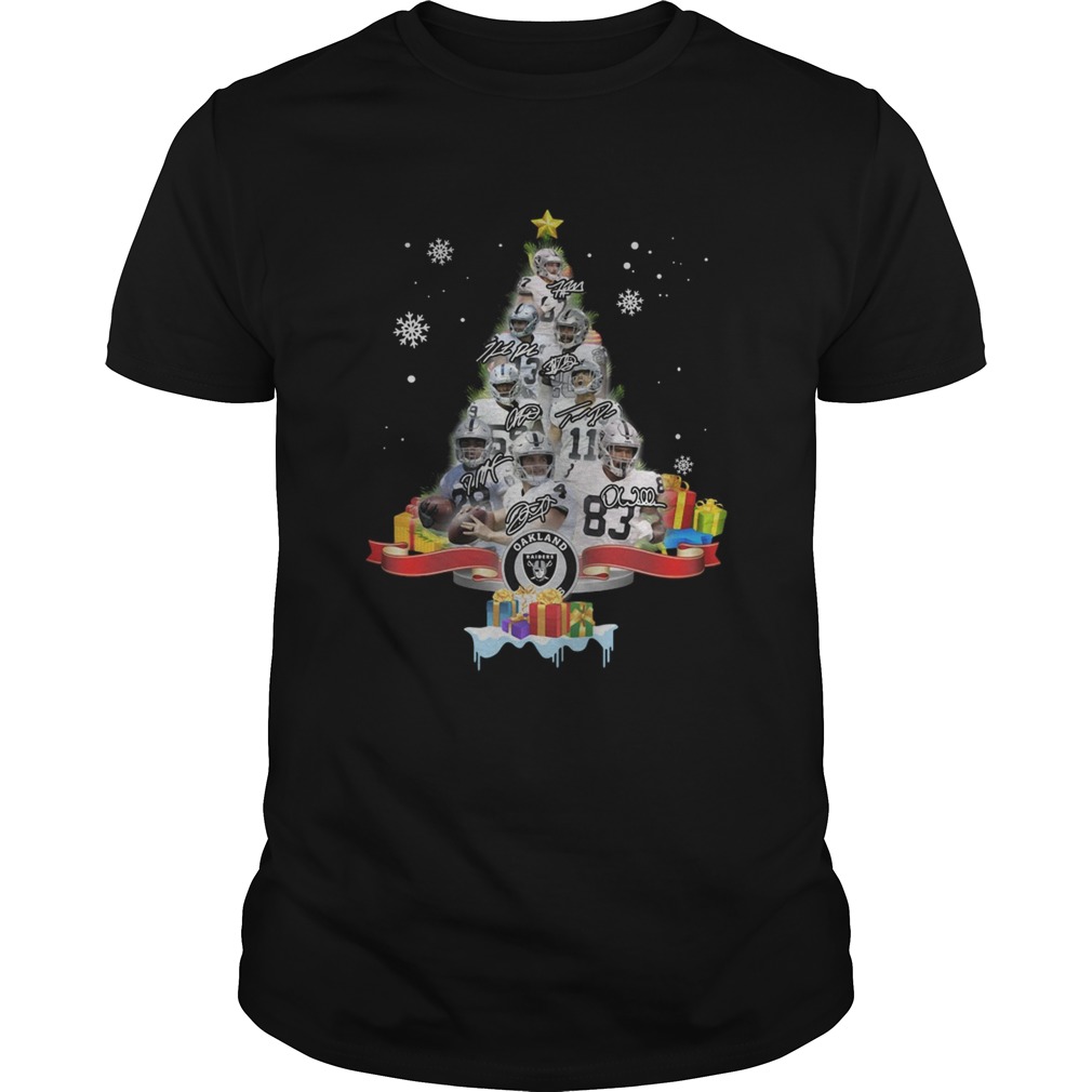 Oakland Raiders Players Signatures Christmas Tree shirt