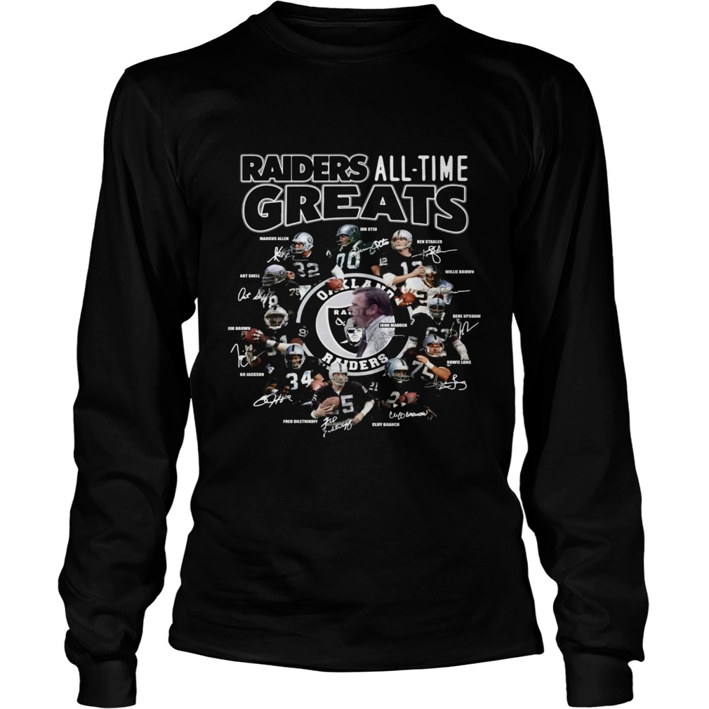 Oakland Raiders all time greats team signatures LongSleeve