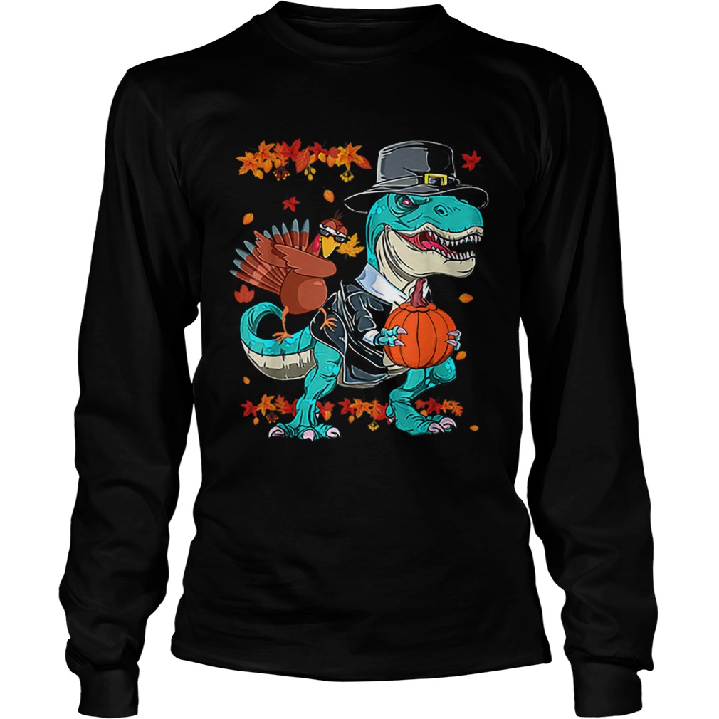 Original Thanksgiving TRex Dinosaur Dabbing Turkey Funny Gift Boy LongSleeve