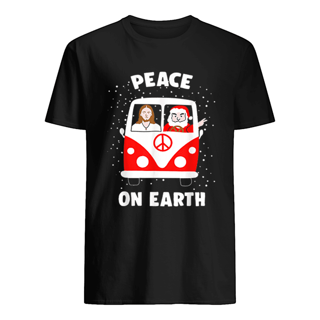 Peace On Earth Santa And Jesus Hippie Fan Christmas Gift shirt