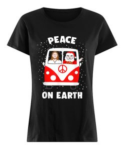 Peace On Earth Santa And Jesus Hippie Fan Christmas Gift  Classic Women's T-shirt