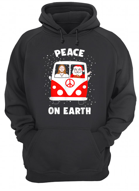 Peace On Earth Santa And Jesus Hippie Fan Christmas Gift Unisex Hoodie