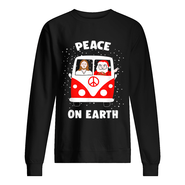 Peace On Earth Santa And Jesus Hippie Fan Christmas Gift Unisex Sweatshirt