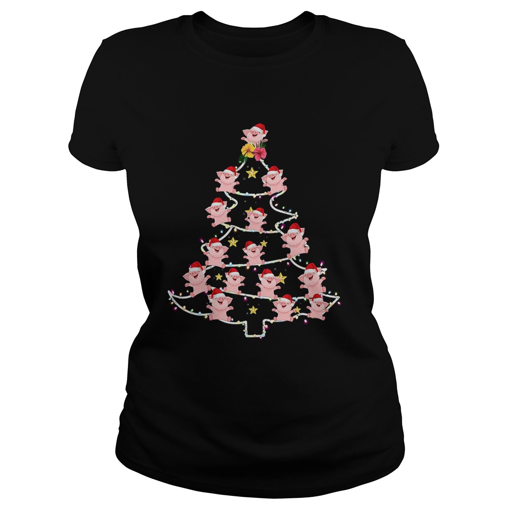 Pigs Santa Christmas Tree Classic Ladies