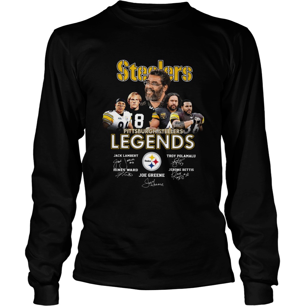 Pittsburgh Steelers Legends Jack Lambert Troy Polamalu Hines Ward Joe Greene Jerome Bettis signatur LongSleeve