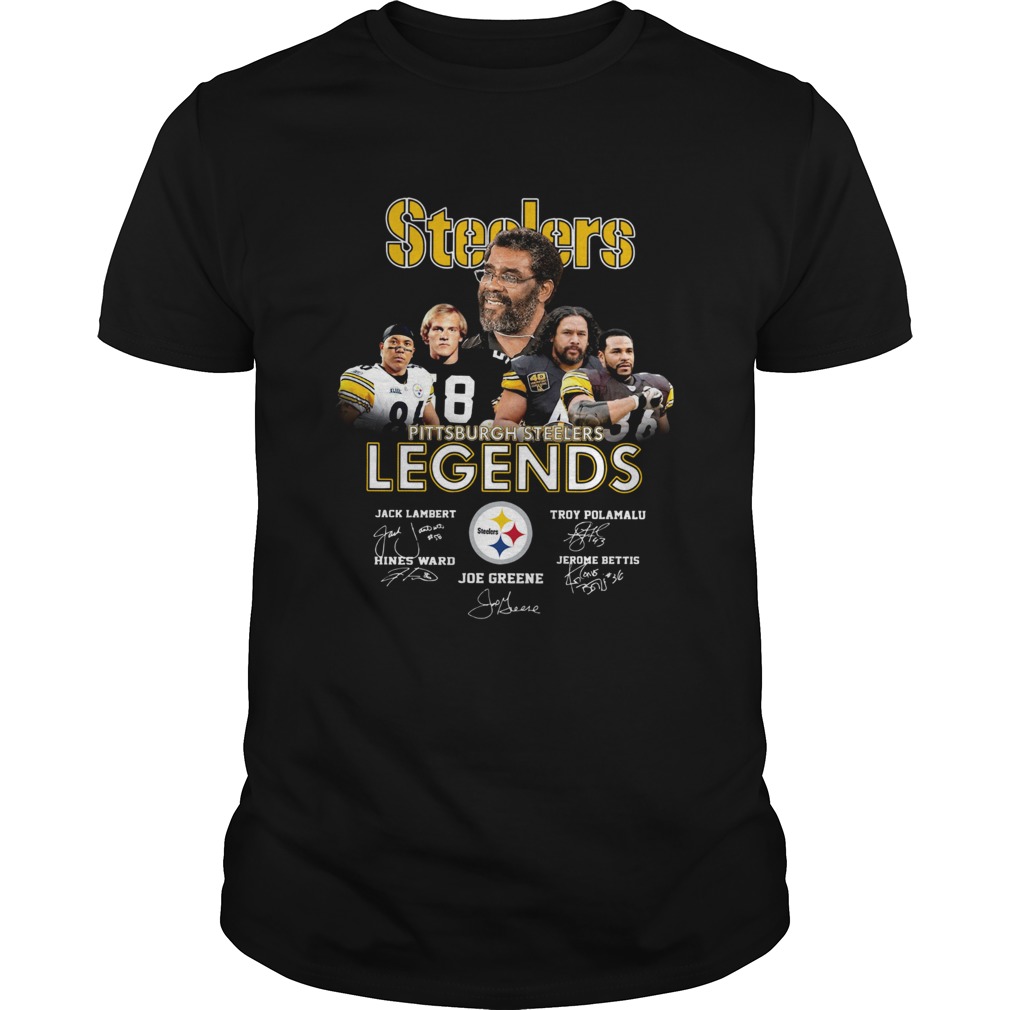 Pittsburgh Steelers Legends Jack Lambert Troy Polamalu Hines Ward Joe Greene Jerome Bettis signatur shirt