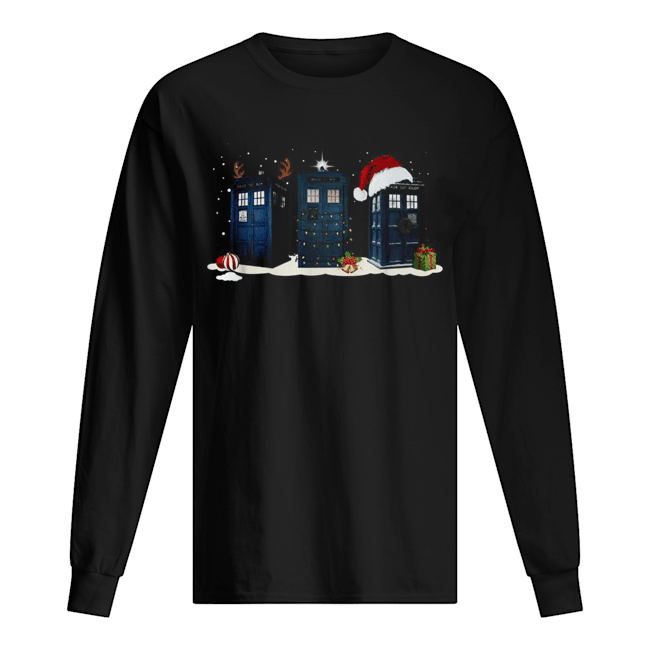 Police Box Reindeer Christmas Long Sleeved T-shirt 