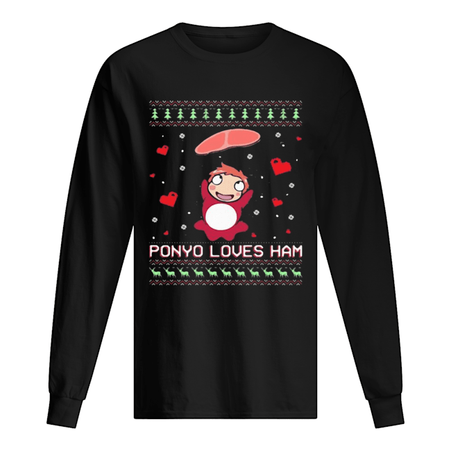 Ponyo Loves Ham Ugly Christmas Long Sleeved T-shirt 