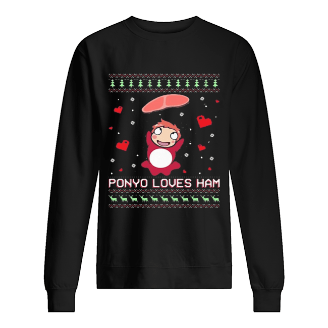 Ponyo Loves Ham Ugly Christmas Unisex Sweatshirt