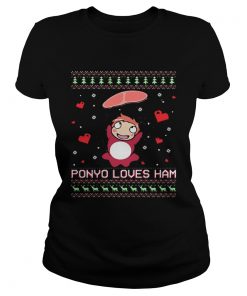 Ponyo loves ham ugly Christmas  Classic Ladies