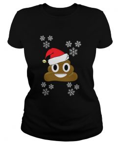 Poop Emoji Santa Hat Christmas Holiday Snowflake  Classic Ladies